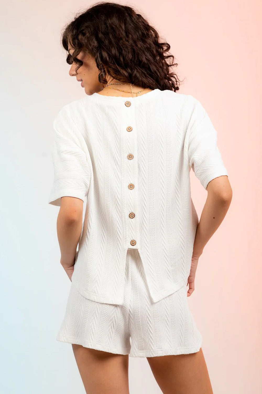 Textured Round Neck Top and Shorts Set, 4 Colors