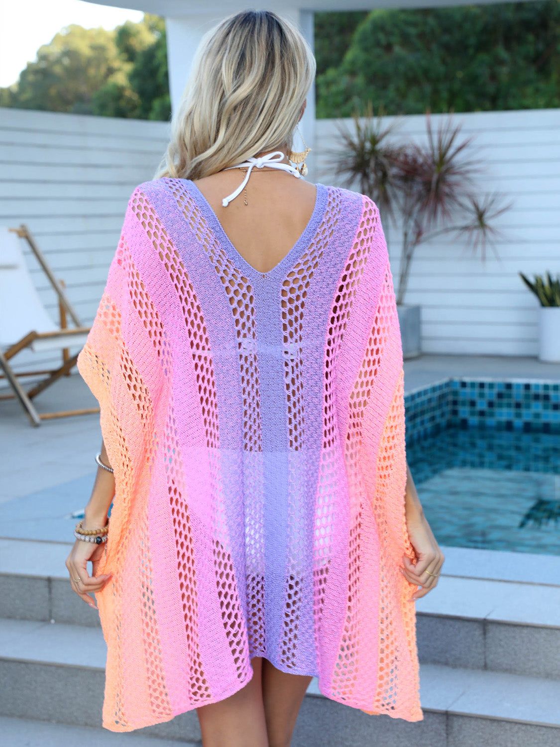 Openwork Contrast V-Neck Cover-Up, 3 Colors