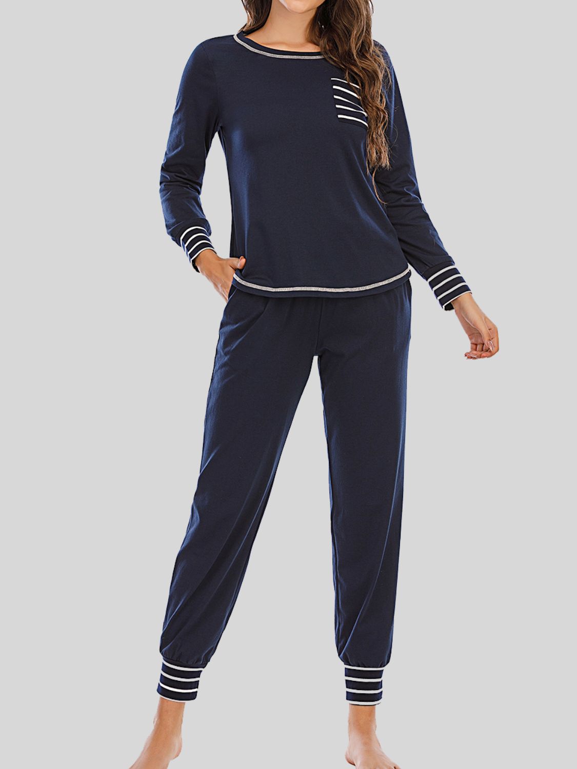 Round Neck Top and Pants Lounge Set, 3 Colors