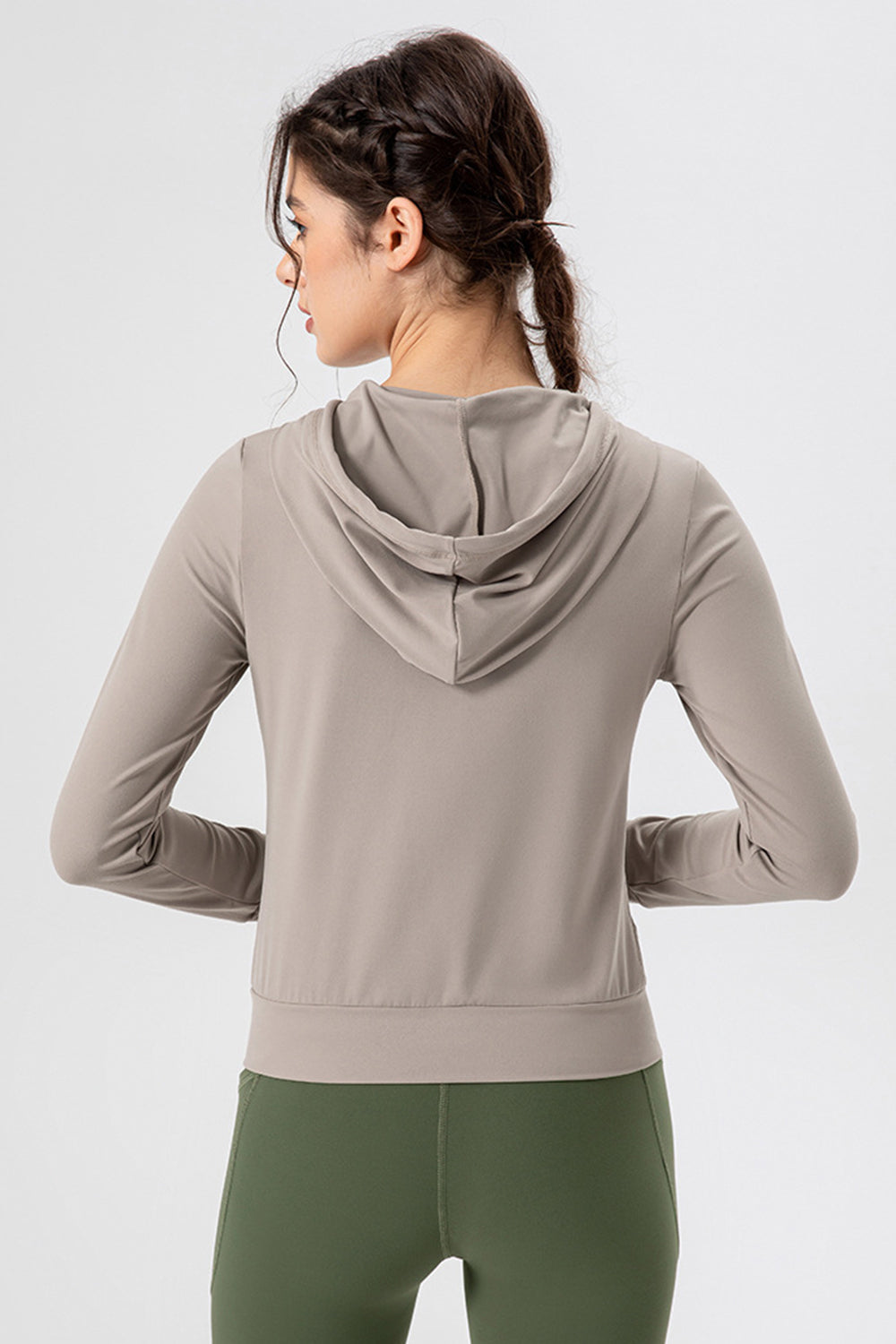 Drawstring Zip Up Hooded Active Outerwear, 4 Colors
