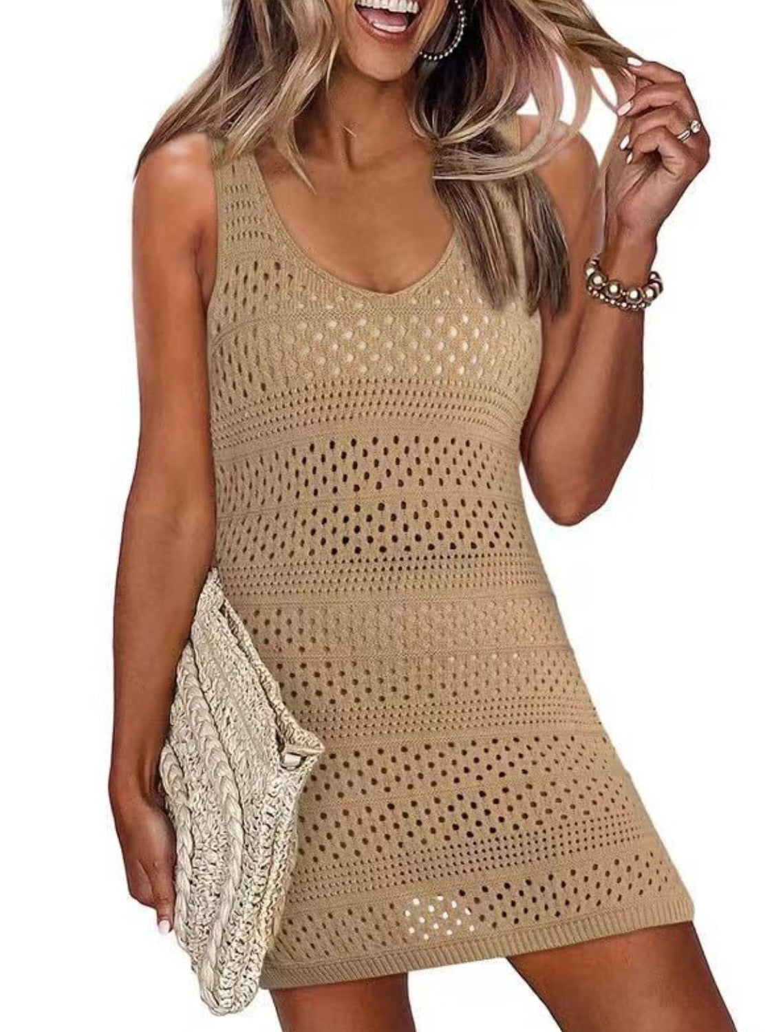 Openwork Scoop Neck Cover Up, 3 Colors
