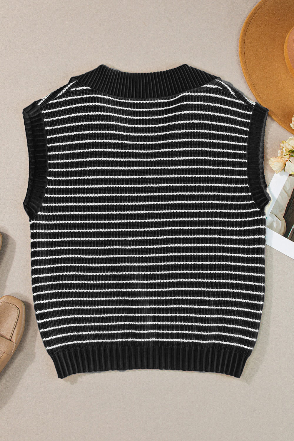 Striped Collared Neck Tank, 2 Colors