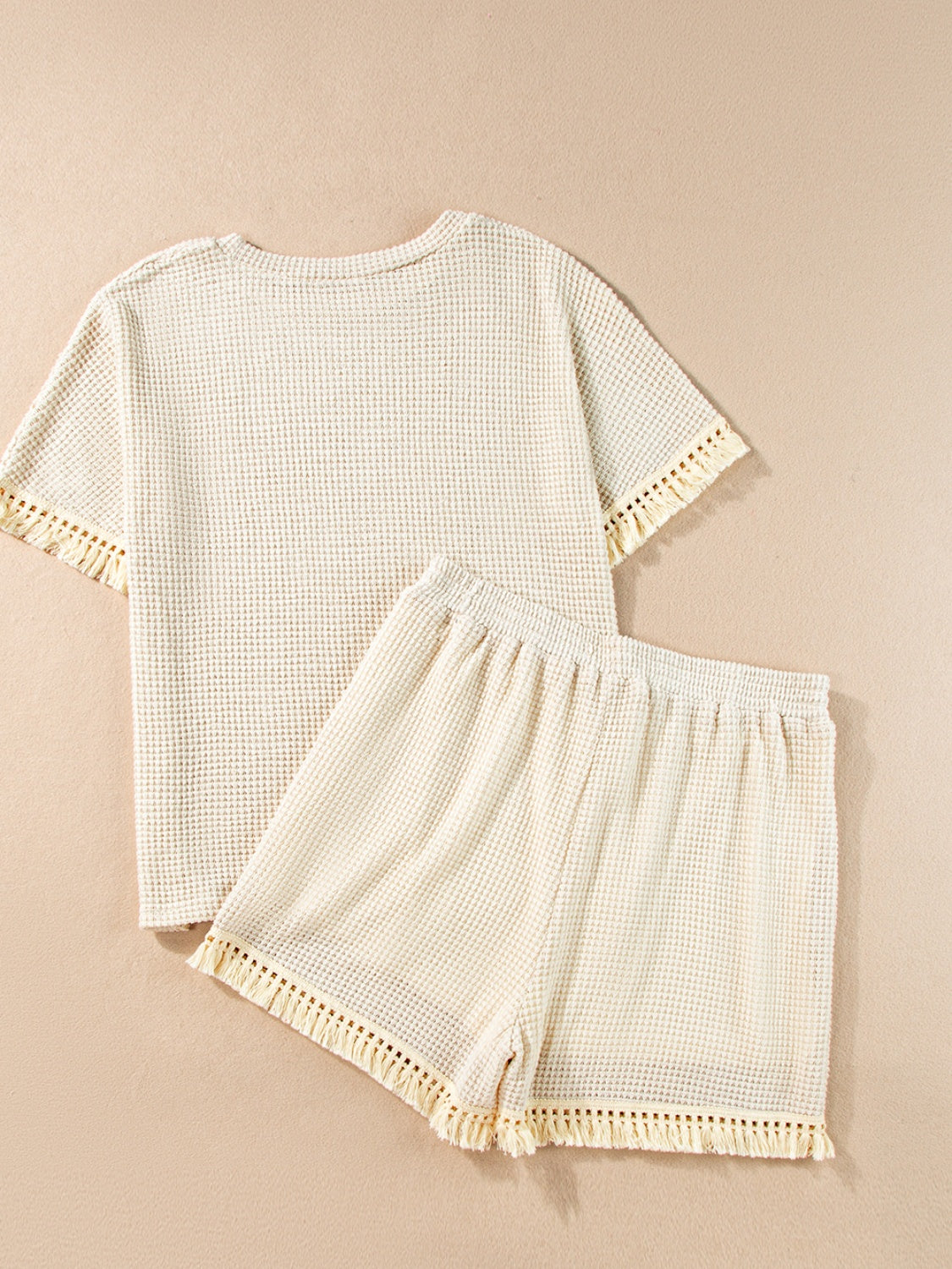 Tassel Round Neck Top and Shorts Set, 3 Colors