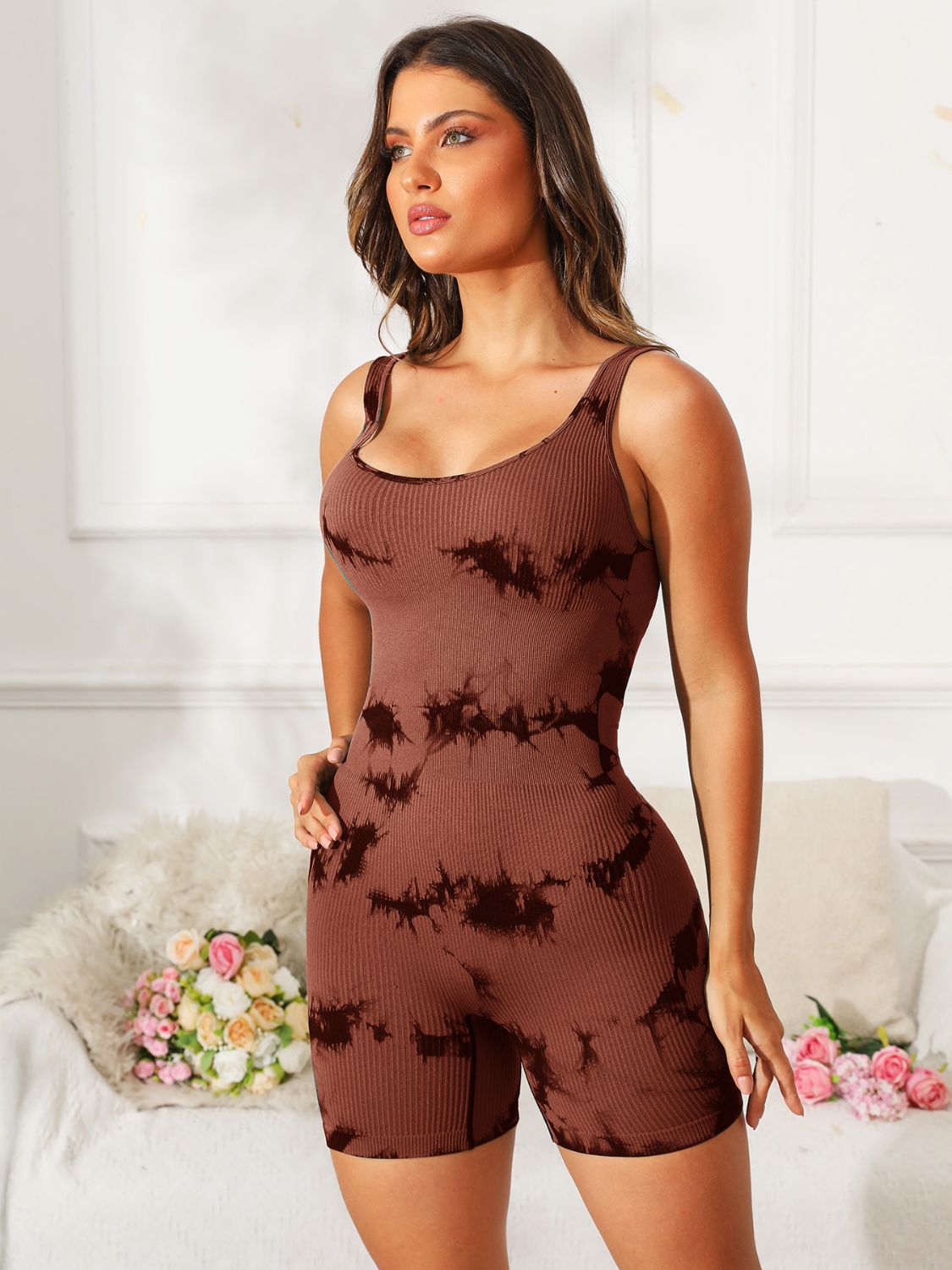Tie-Dye Wide Strap Active Romper, 7 Colors