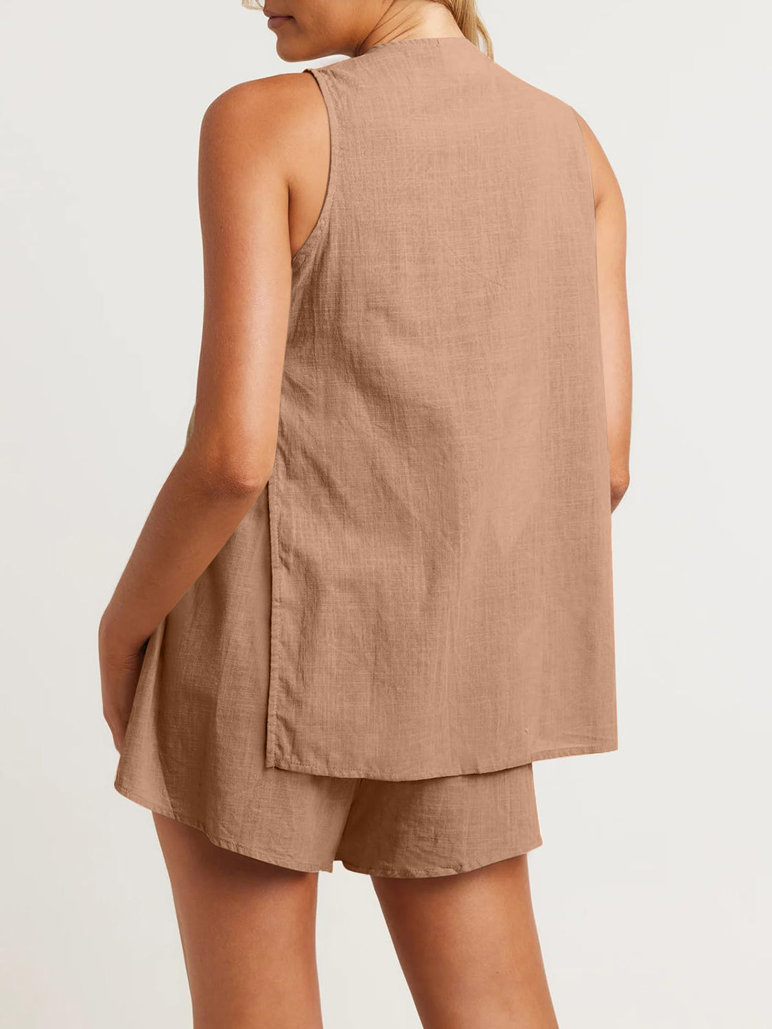 Full Size Button Up Top and Shorts Set, 6 Colors