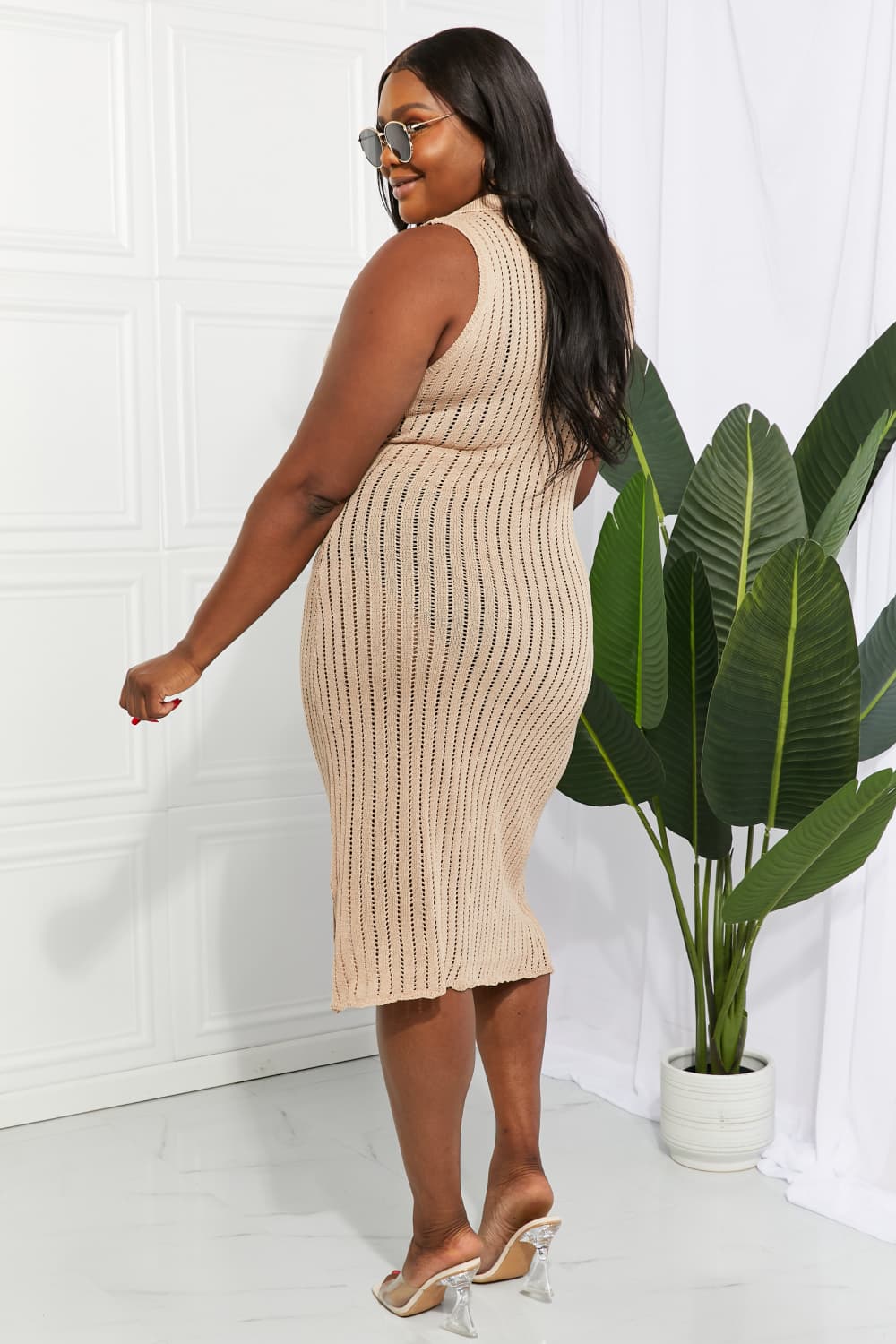 Openwork Johnny Collar Cover Up Dress, 3 Colors