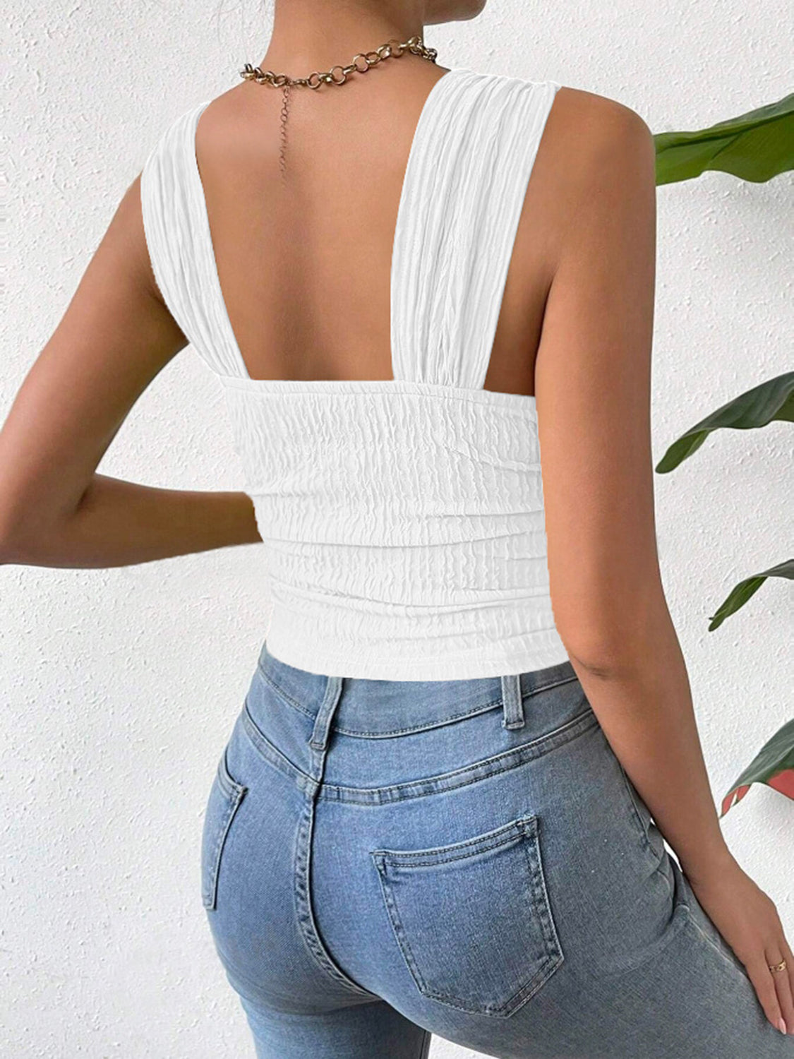 Textured Square Neck Wide Strap Tank , 10 Colors