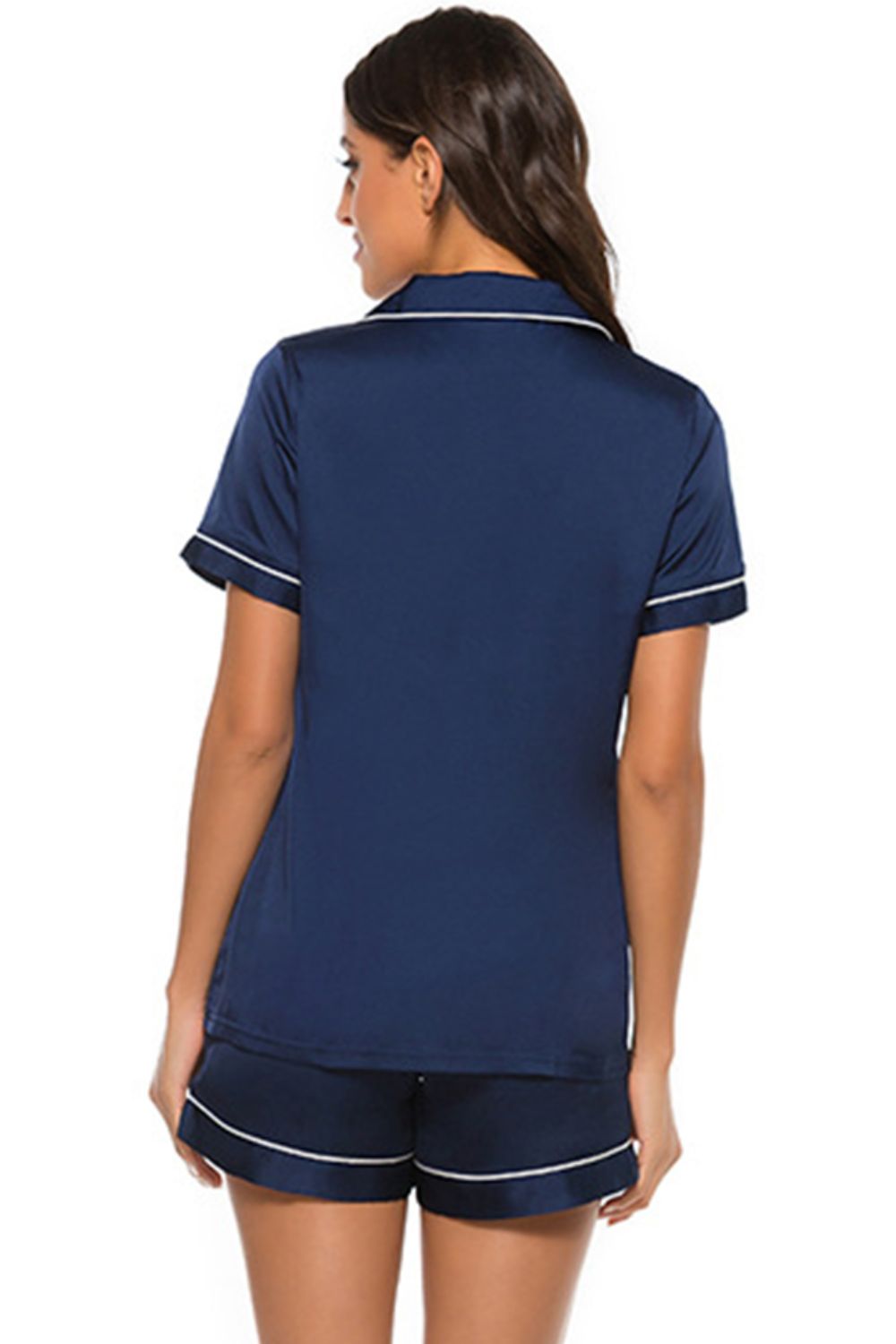 Printed Button Up Short Sleeve Top and Shorts Lounge Set, 10 Colors