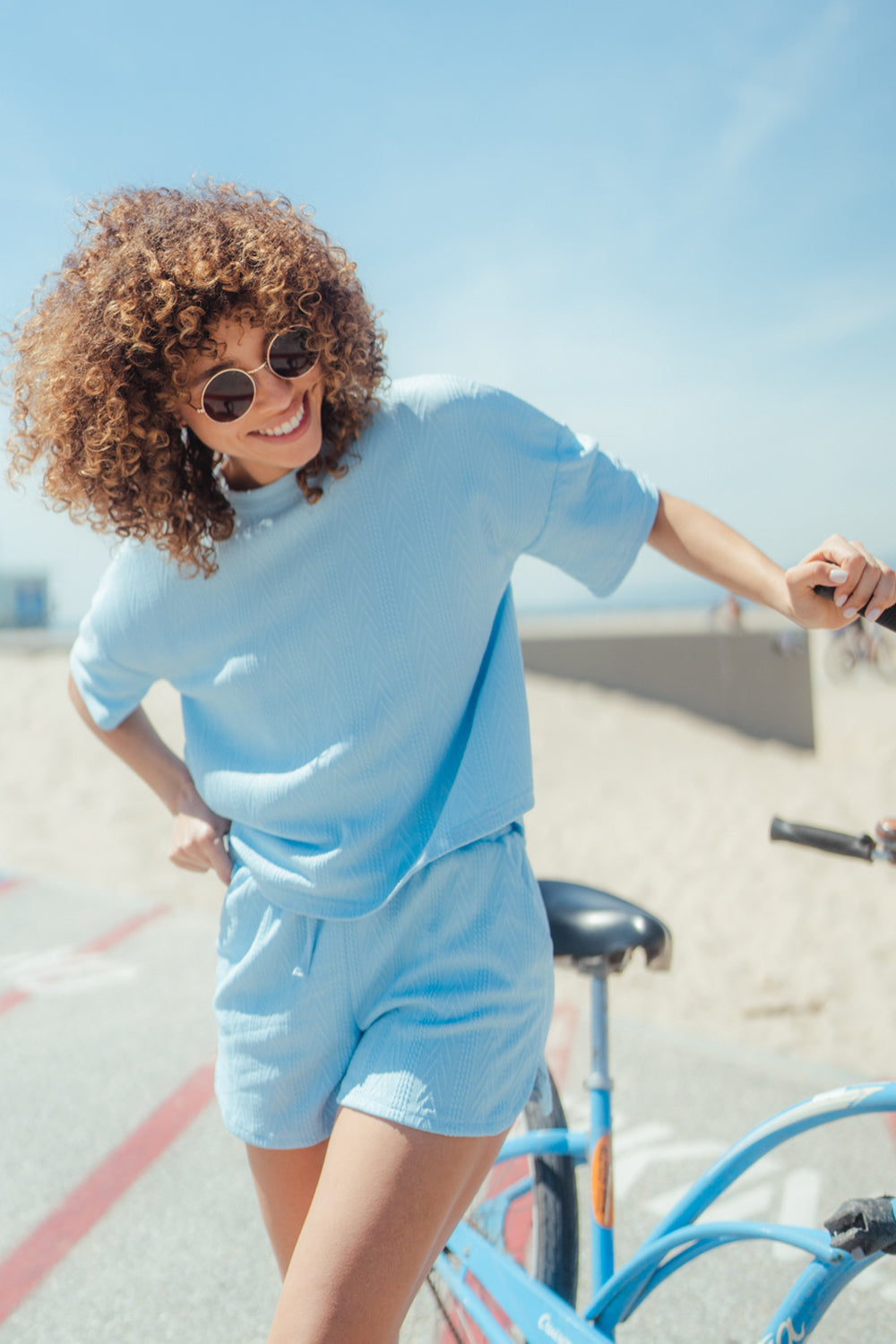 Textured Round Neck Top and Shorts Set, 4 Colors