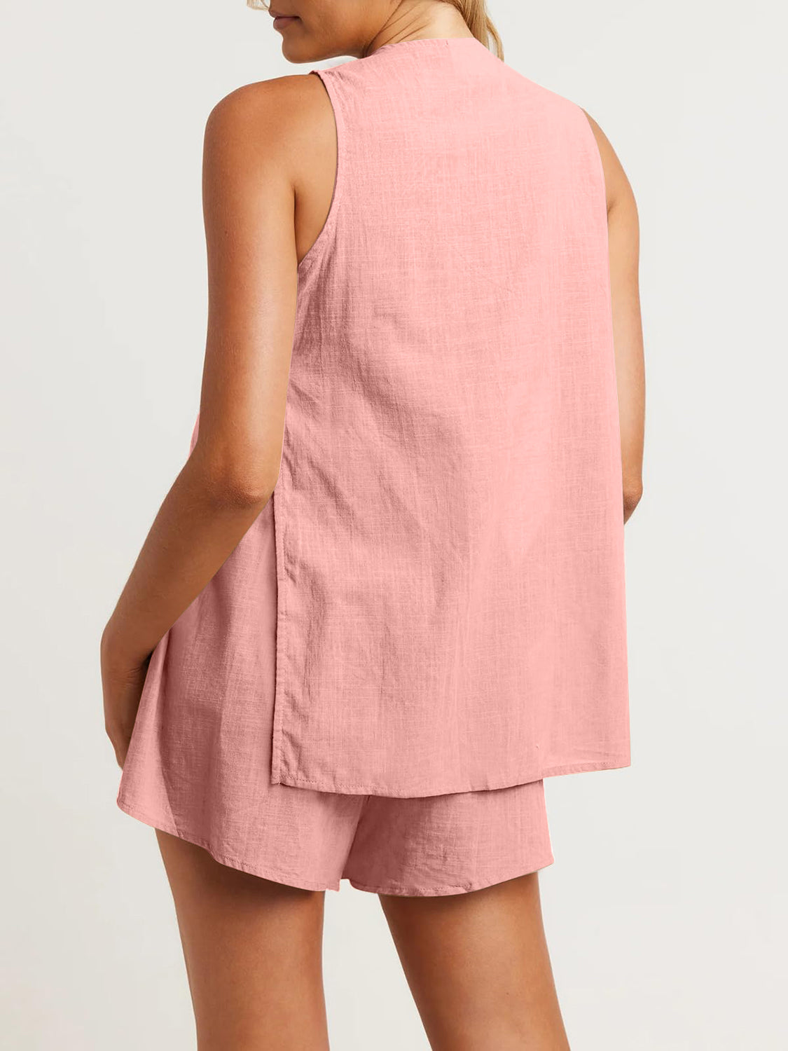 Full Size Button Up Top and Shorts Set, 6 Colors