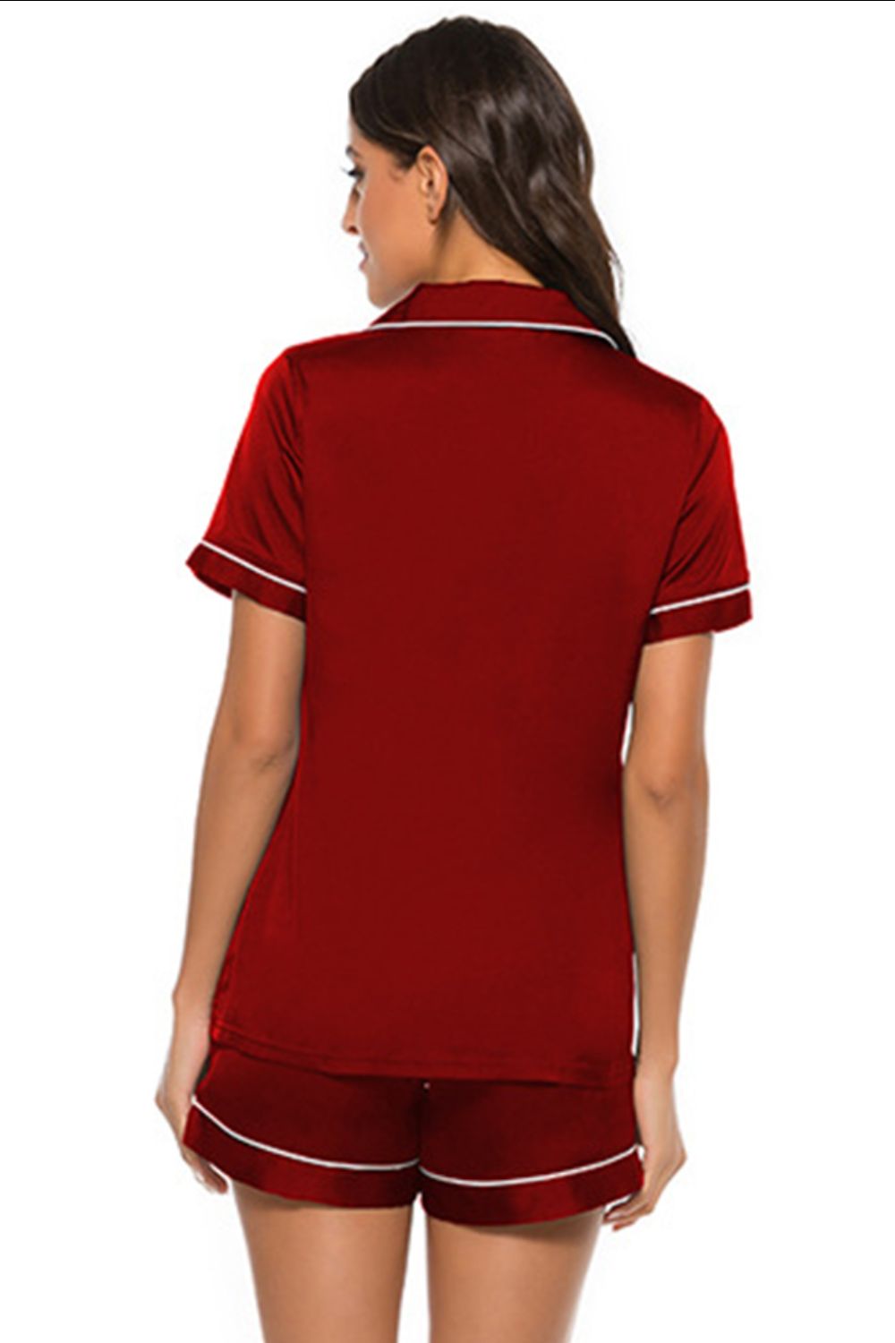 Printed Button Up Short Sleeve Top and Shorts Lounge Set, 10 Colors