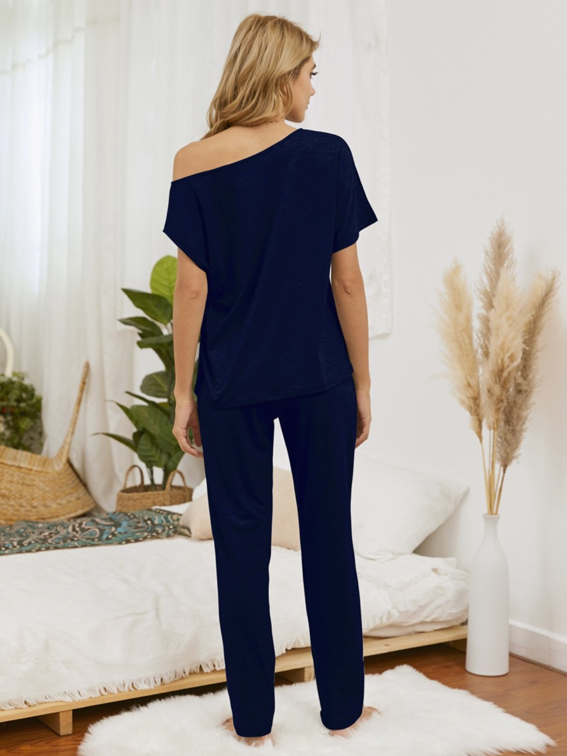 Boat Neck Top and Pants Lounge Set, 5 Colors