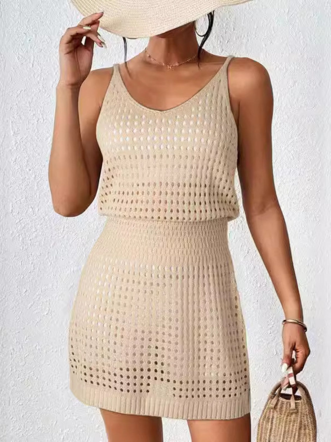 Openwork V-Neck Sleeveless Cover Up Dress, 7 Colors
