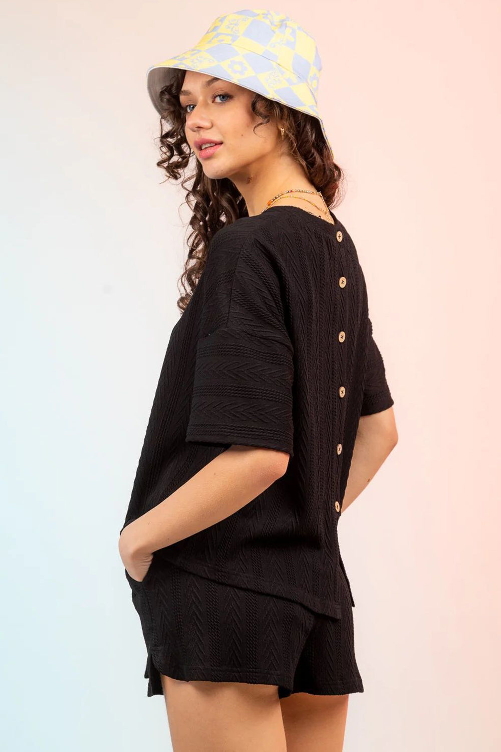 Textured Round Neck Top and Shorts Set, 4 Colors