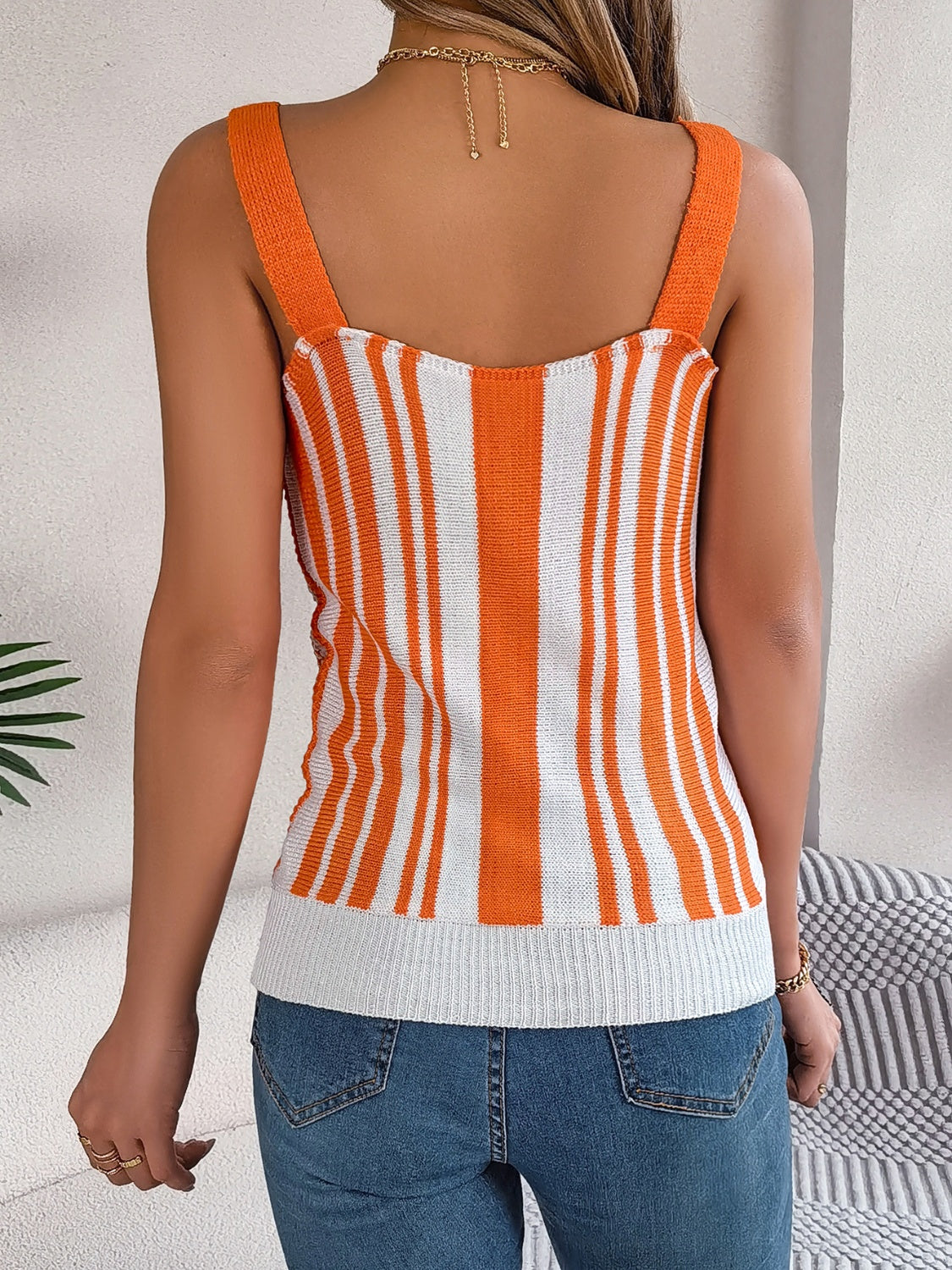 Openwork Striped V-Neck Tank, 3 Colors