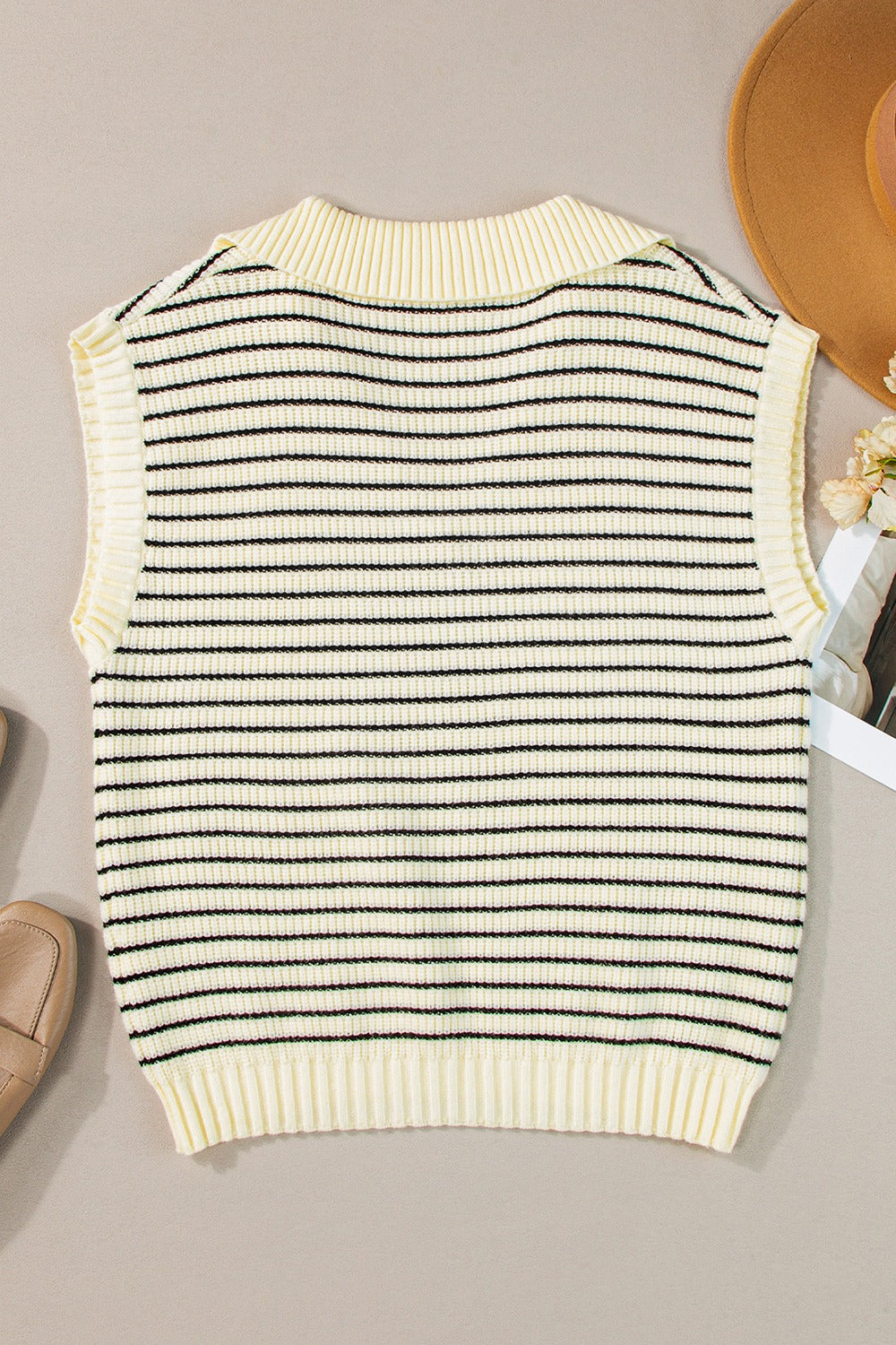 Striped Collared Neck Tank, 2 Colors