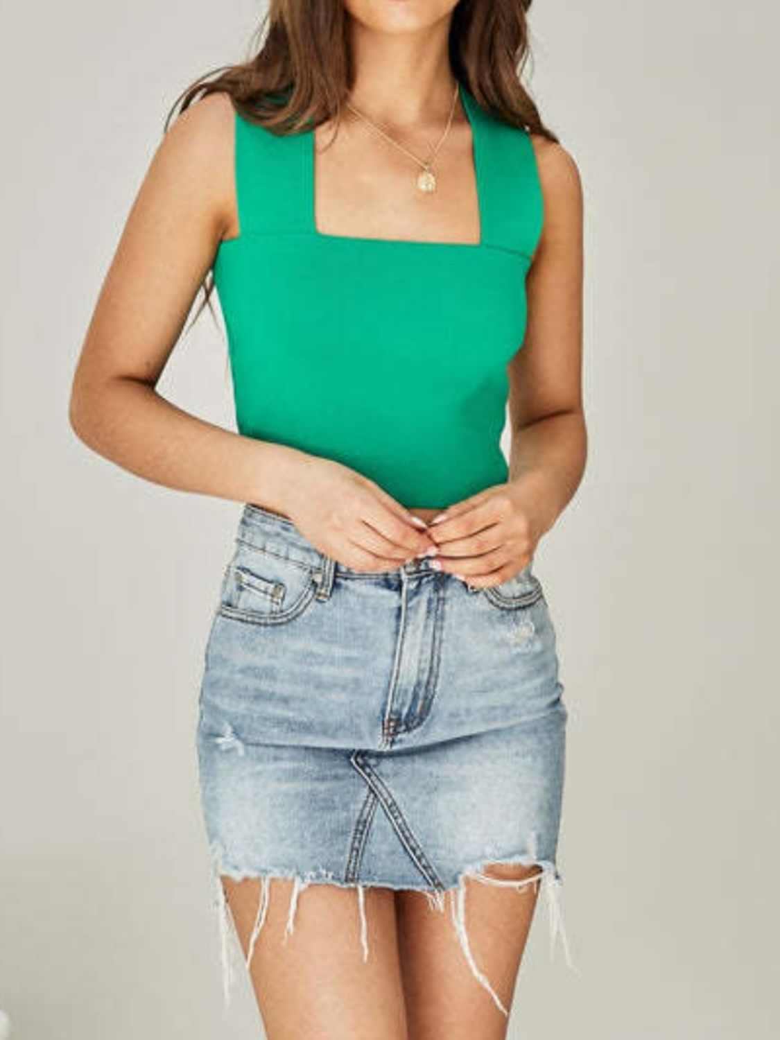 Square Neck Wide Strap Tank, 6 Colors