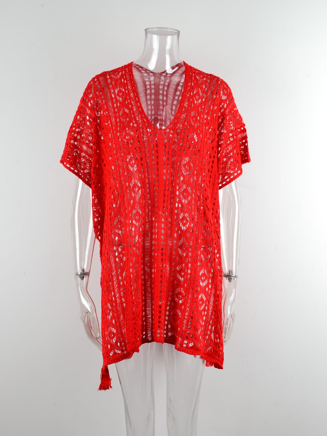 Angel Wings Cutout V-Neck Cover-Up with Tassel, 12 Colors