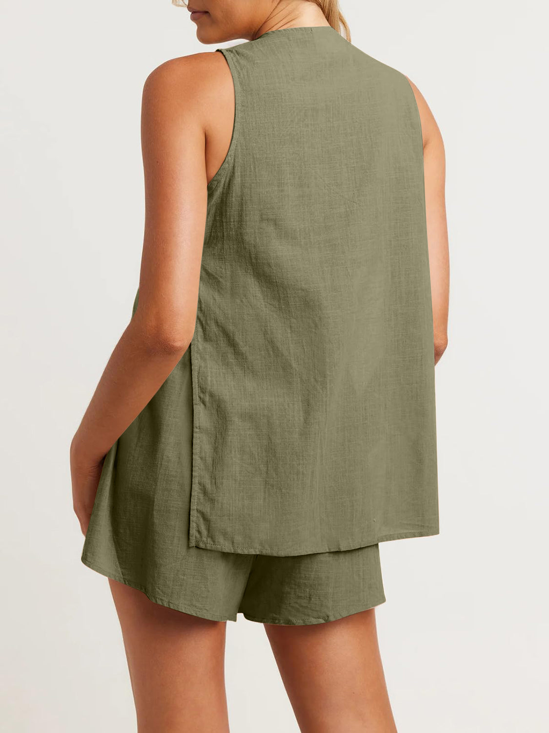 Full Size Button Up Top and Shorts Set, 6 Colors