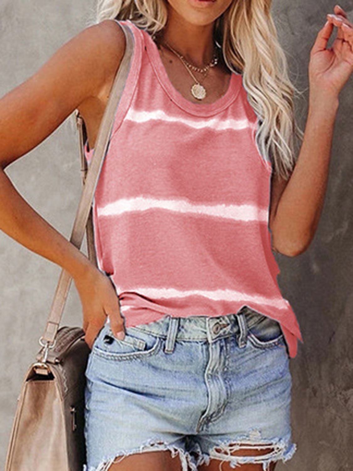 Full Size Tie-Dye Round Neck Tank, 4 Colors