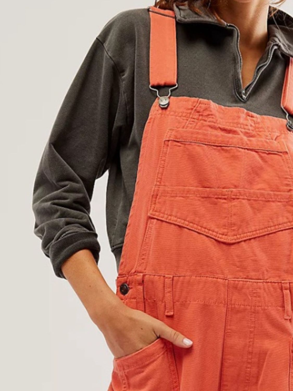 Pocketed Wide Strap Denim Overalls, 4 Colors