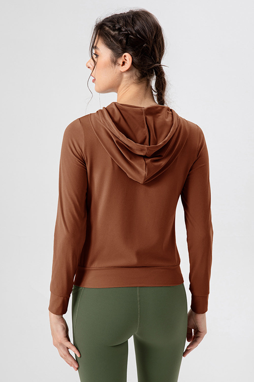 Drawstring Zip Up Hooded Active Outerwear, 4 Colors