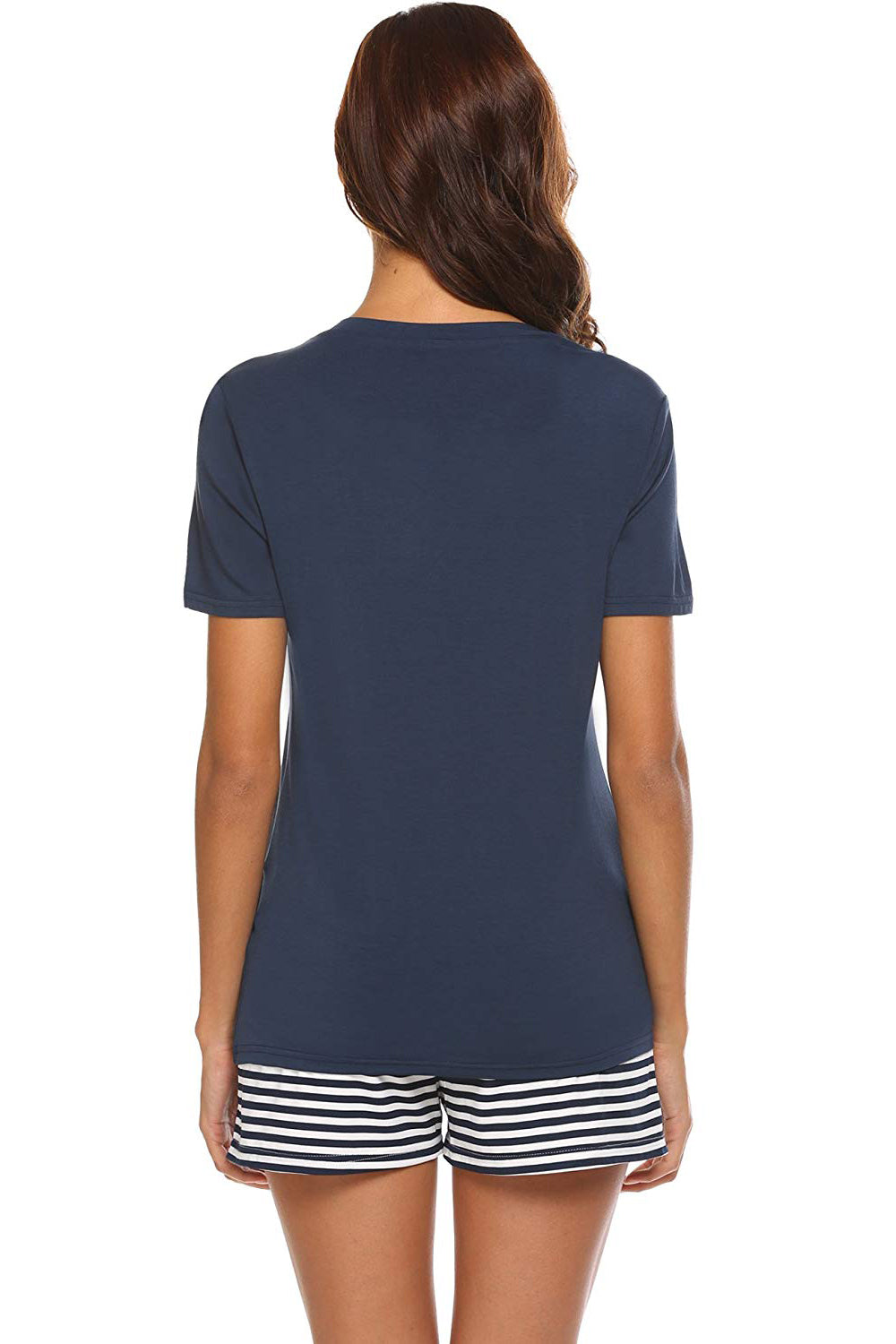 Striped Short Sleeve Top and Shorts Lounge Set, 7 Colors