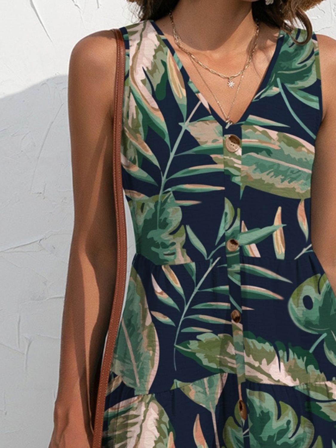 FAM-FAM Printed V-Neck Sleeveless Mini Dress, 2 Colors