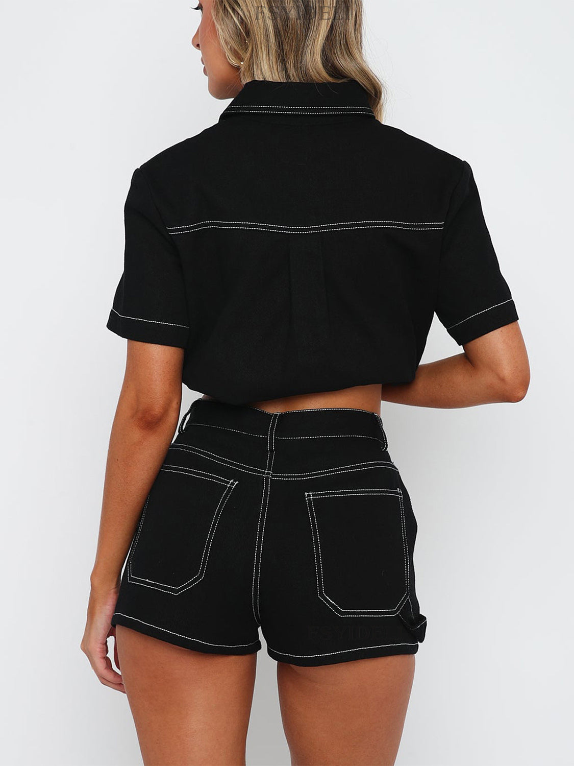 Pocketed Button Up Top and Shorts Set, 3 Colors