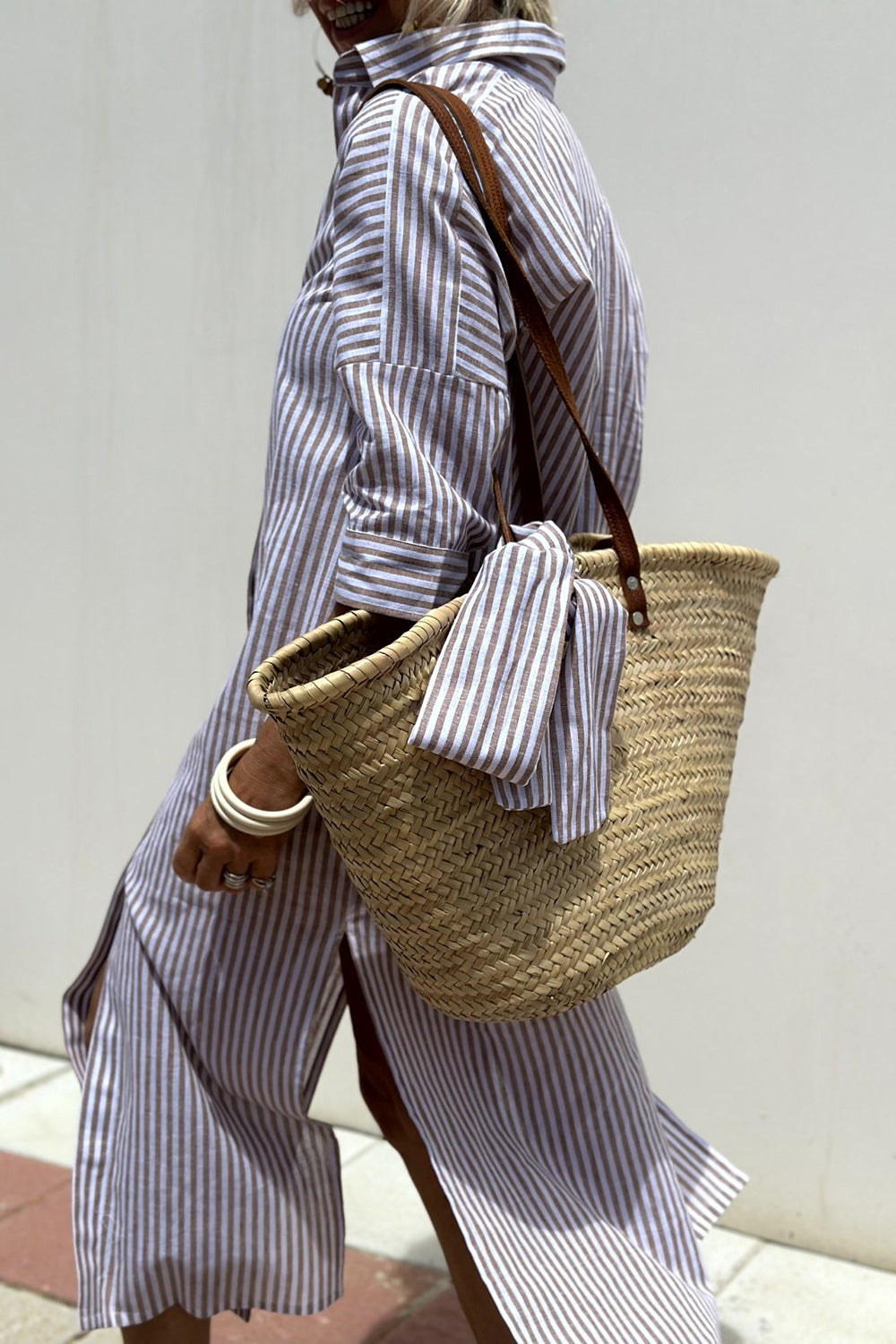 Tied Button Up Three-Quarter Sleeve Dress, 5 Colors