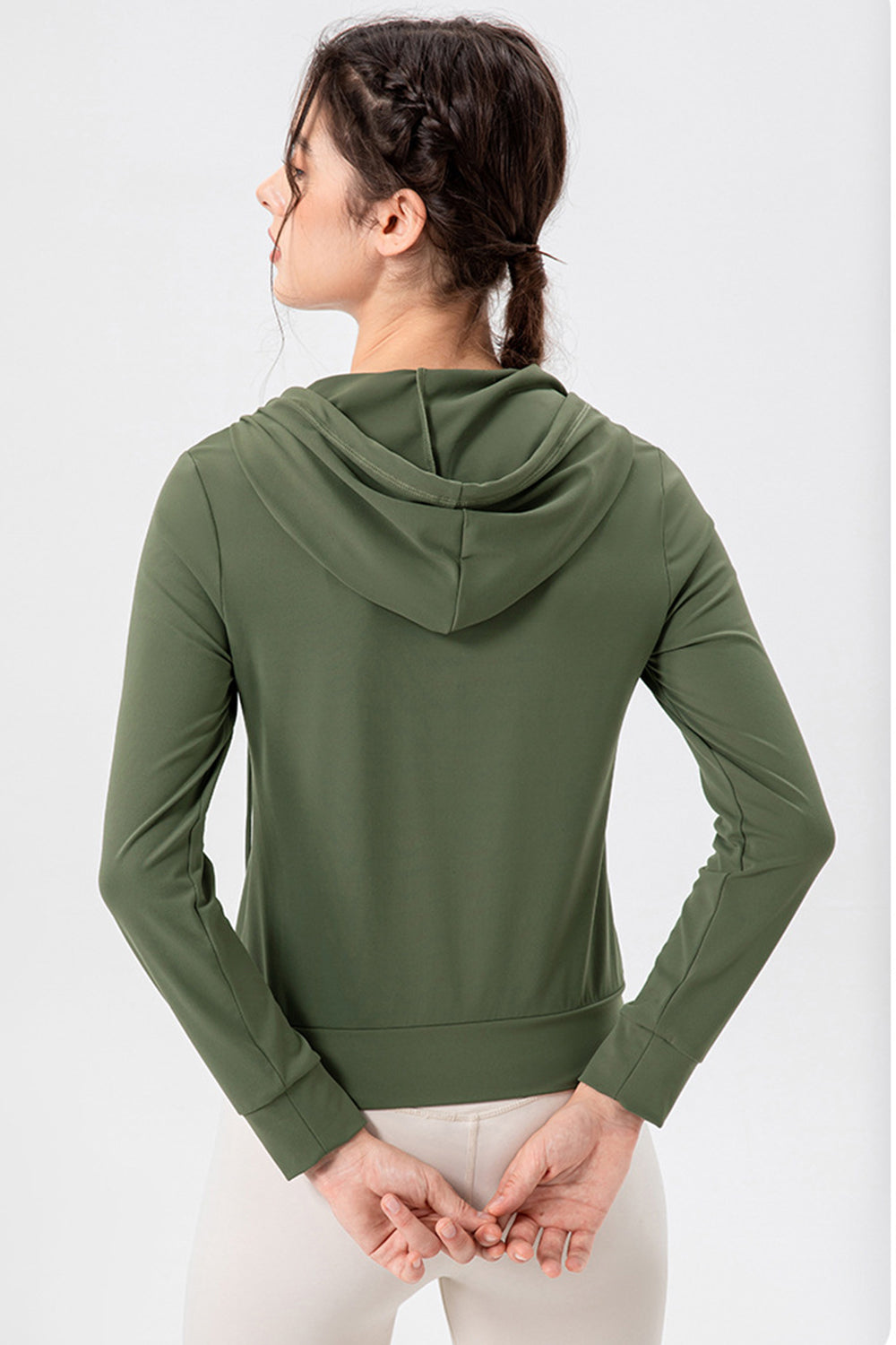 Drawstring Zip Up Hooded Active Outerwear, 4 Colors