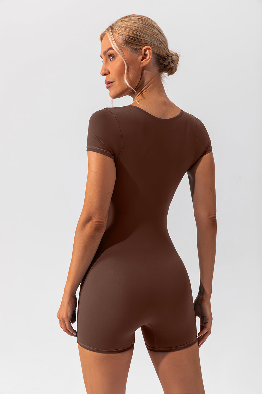 Square Neck Cap Sleeve Active Romper, 5 Colors