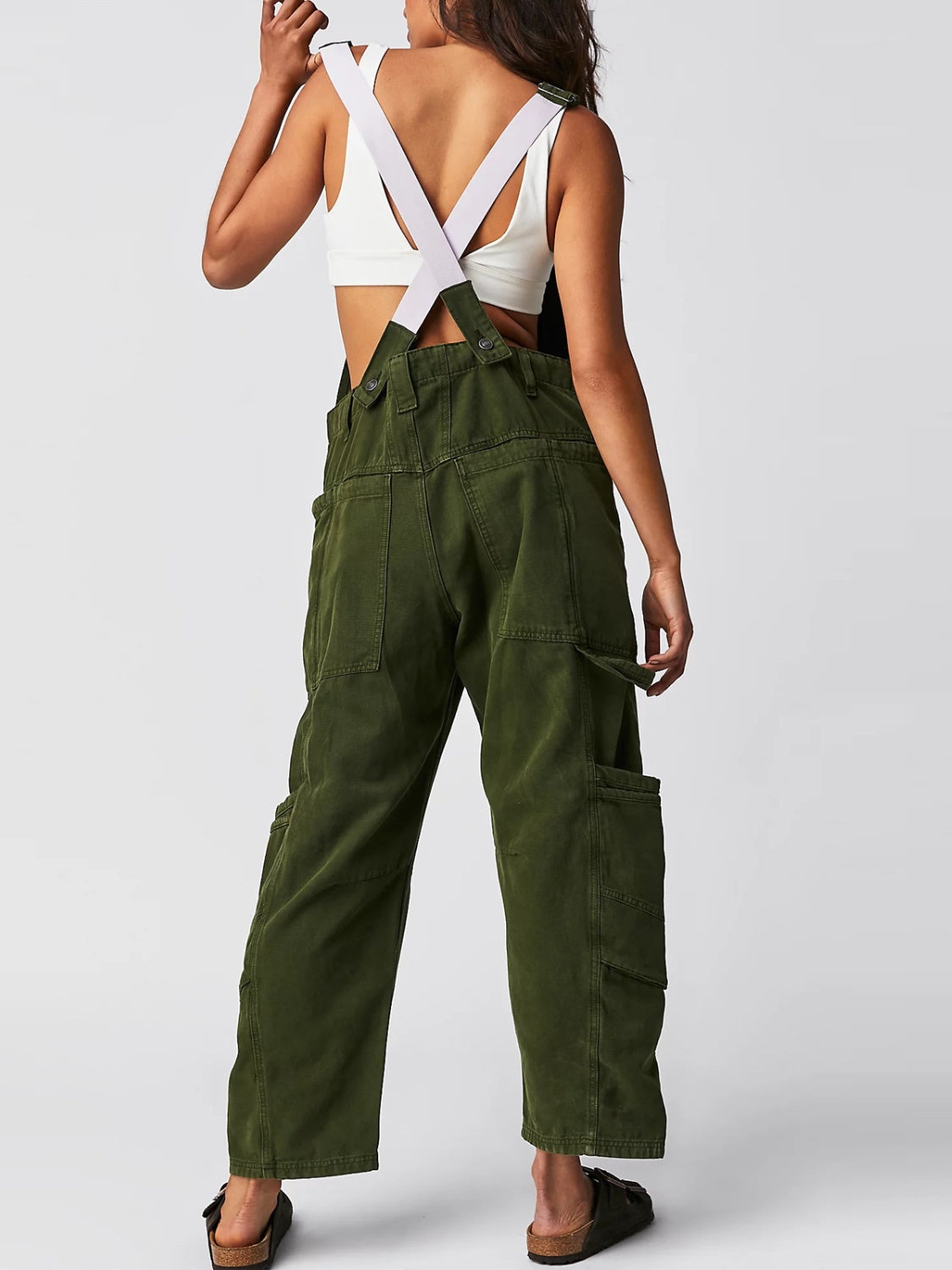 Pocketed Wide Strap Denim Overalls, 4 Colors