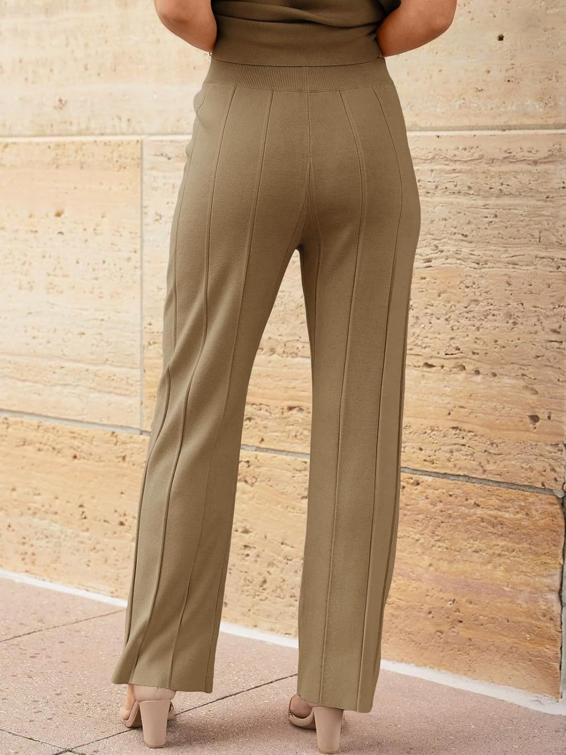 Round Neck Cap Sleeve Top and Pants Knit Set, 8 Colors