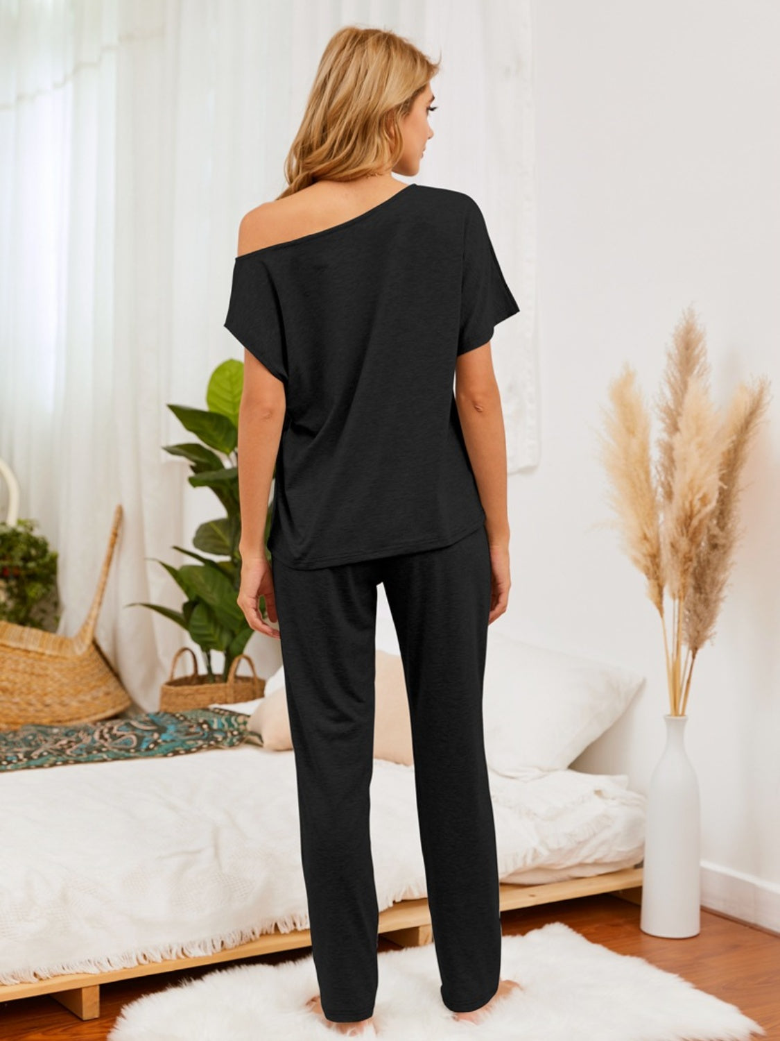 Boat Neck Top and Pants Lounge Set, 5 Colors