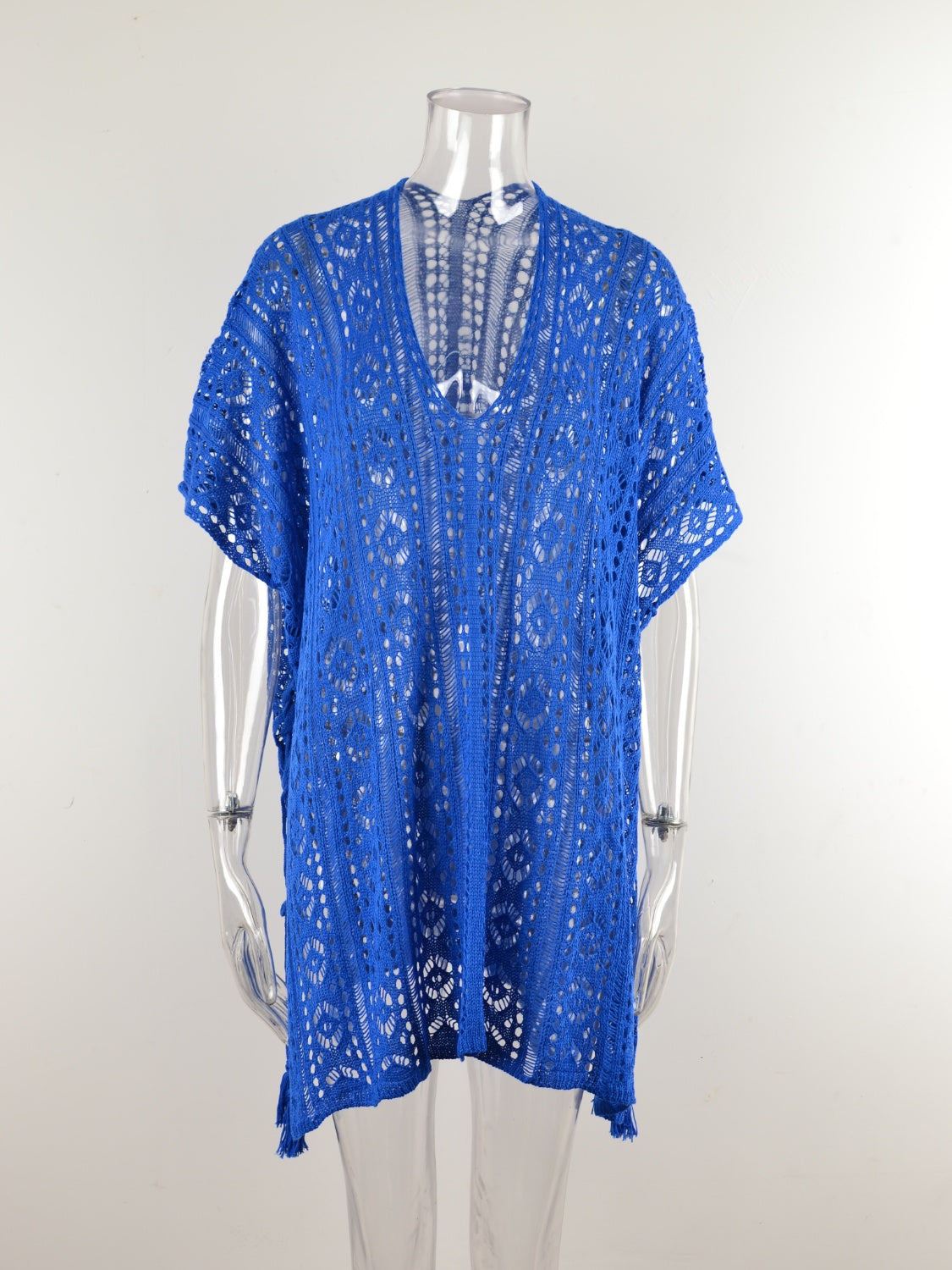 Angel Wings Cutout V-Neck Cover-Up with Tassel, 12 Colors