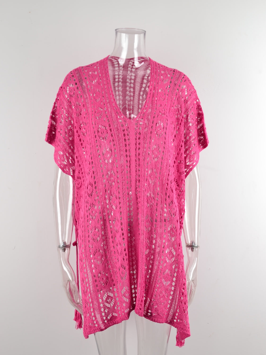 Angel Wings Cutout V-Neck Cover-Up with Tassel, 12 Colors