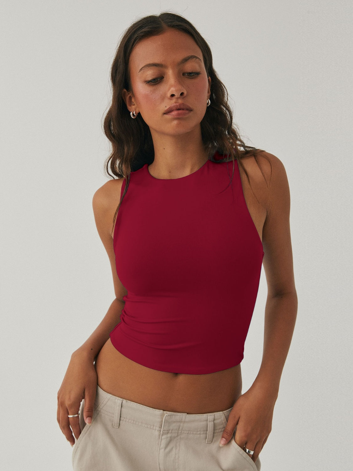 Round Neck Cropped Tank, 9 Colors