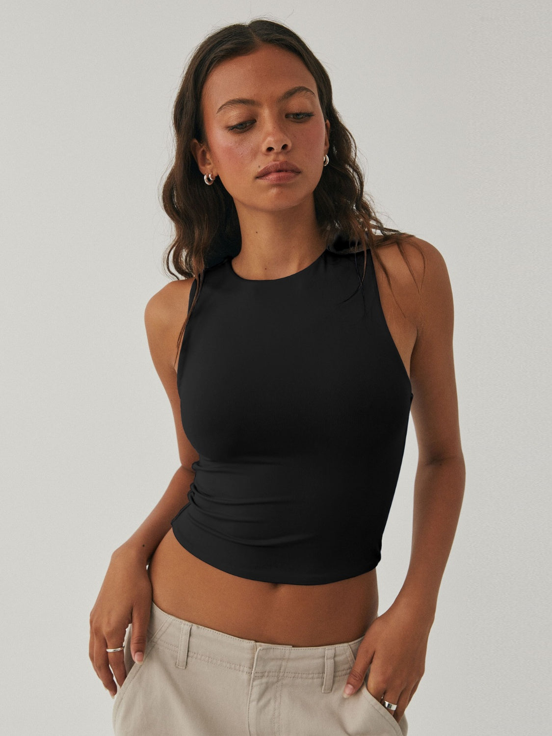 Round Neck Cropped Tank, 9 Colors
