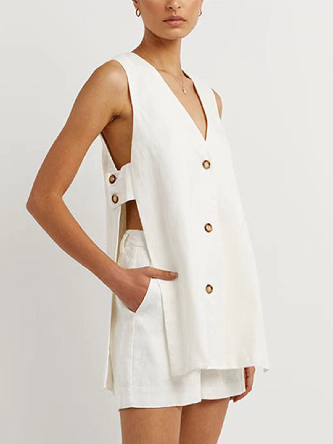 Full Size Button Up Top and Shorts Set, 6 Colors