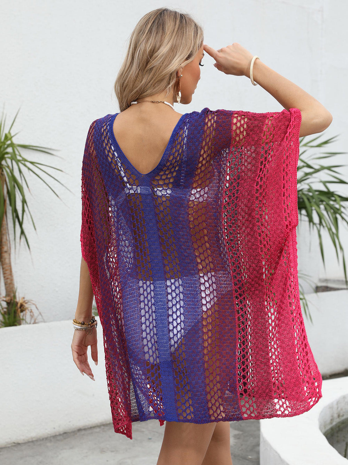 Openwork Contrast V-Neck Cover-Up, 3 Colors