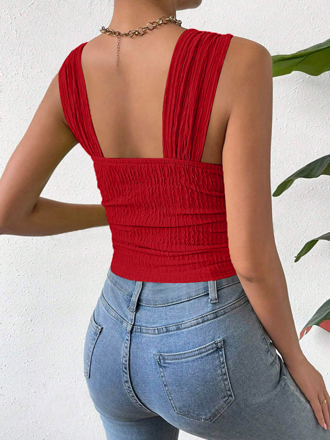 Textured Square Neck Wide Strap Tank , 10 Colors