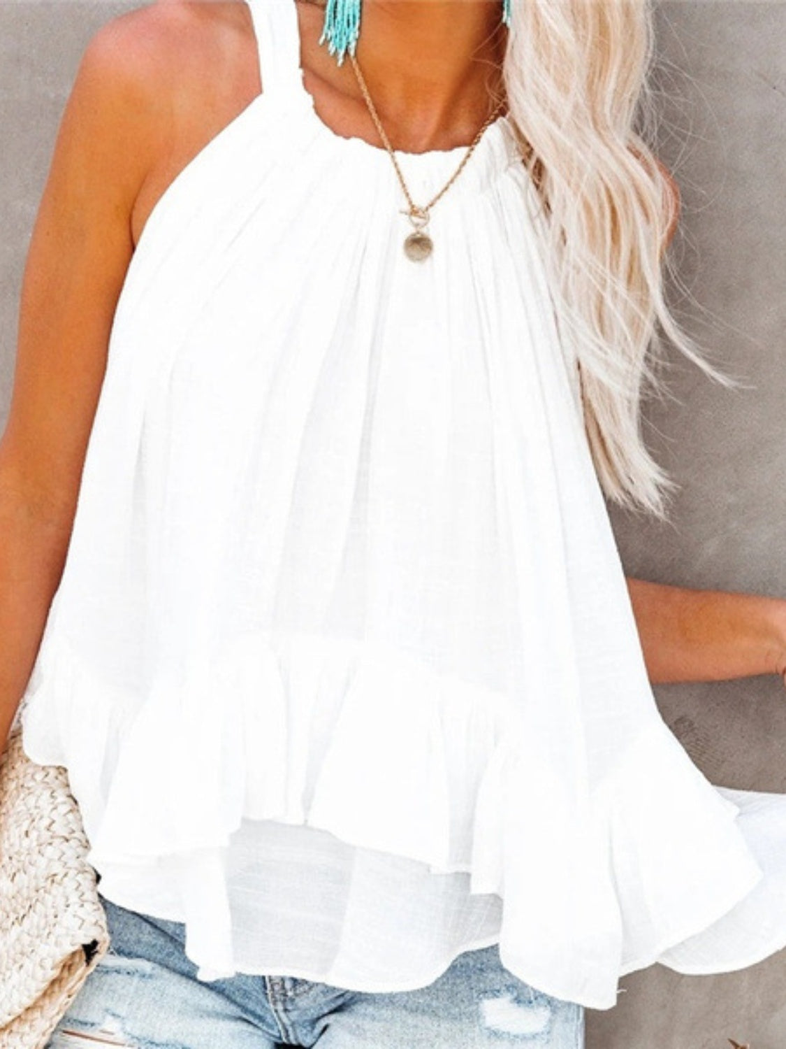 Full Size Ruched Round Neck Tank, 3 Colors