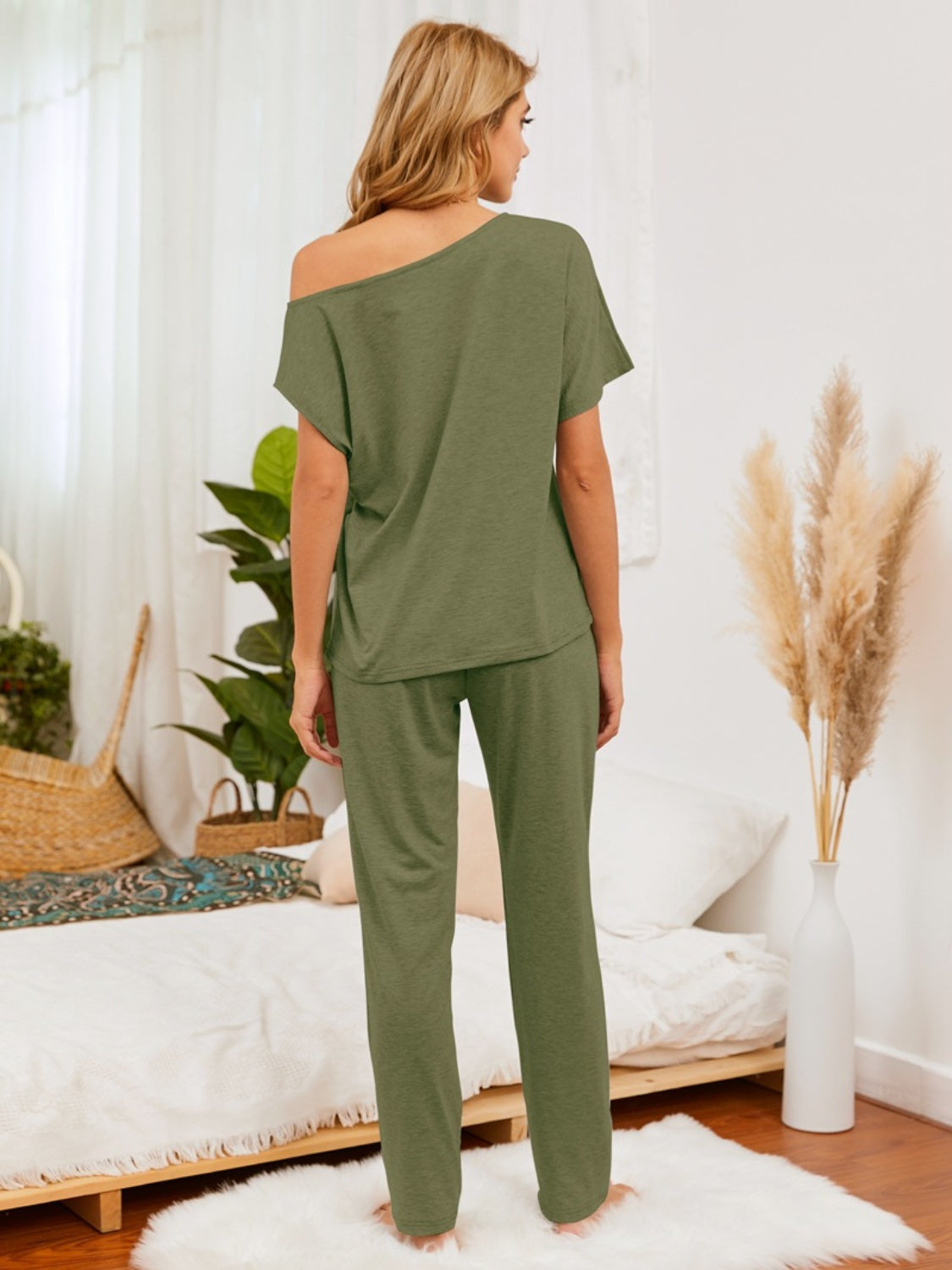Boat Neck Top and Pants Lounge Set, 5 Colors