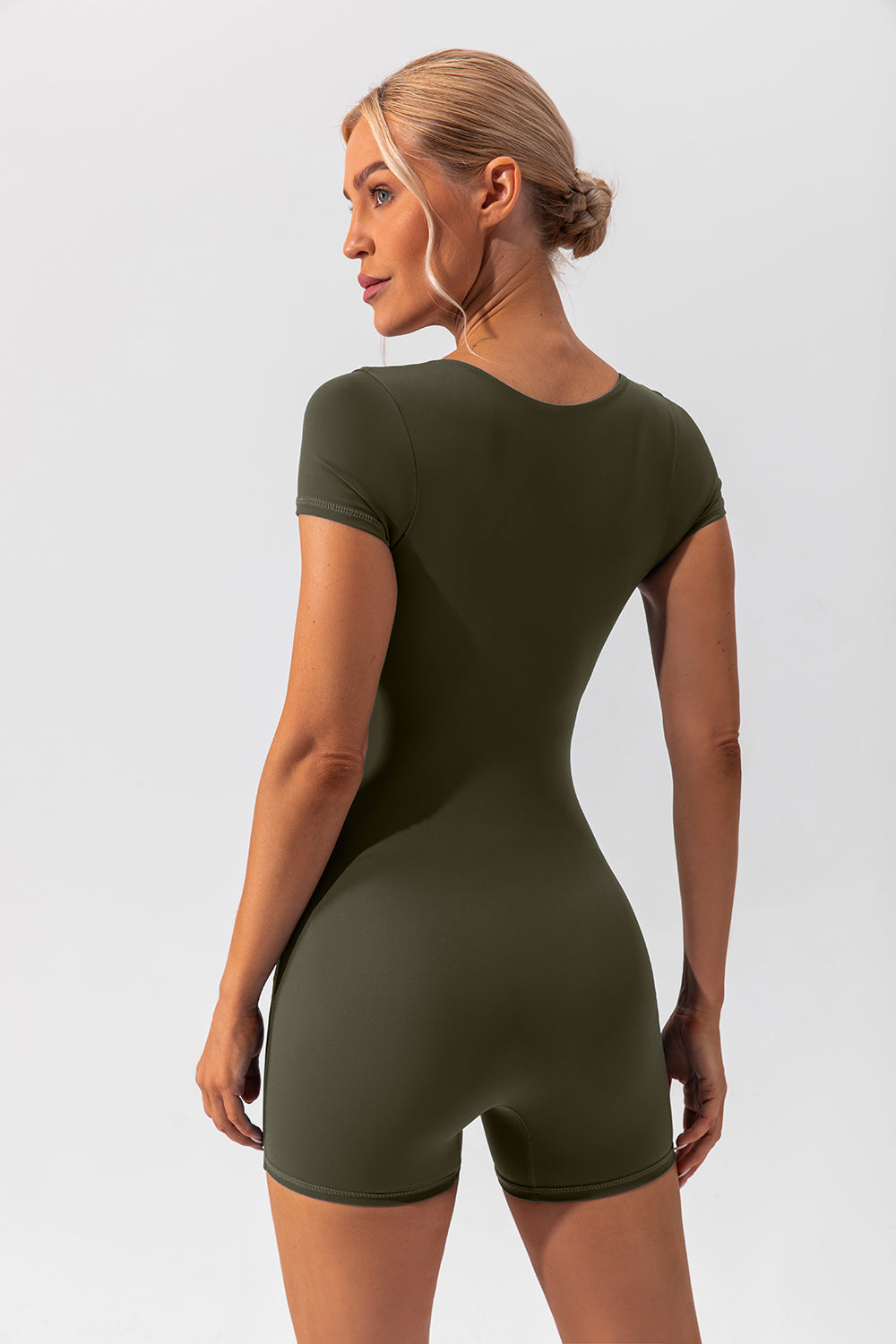Square Neck Cap Sleeve Active Romper, 5 Colors