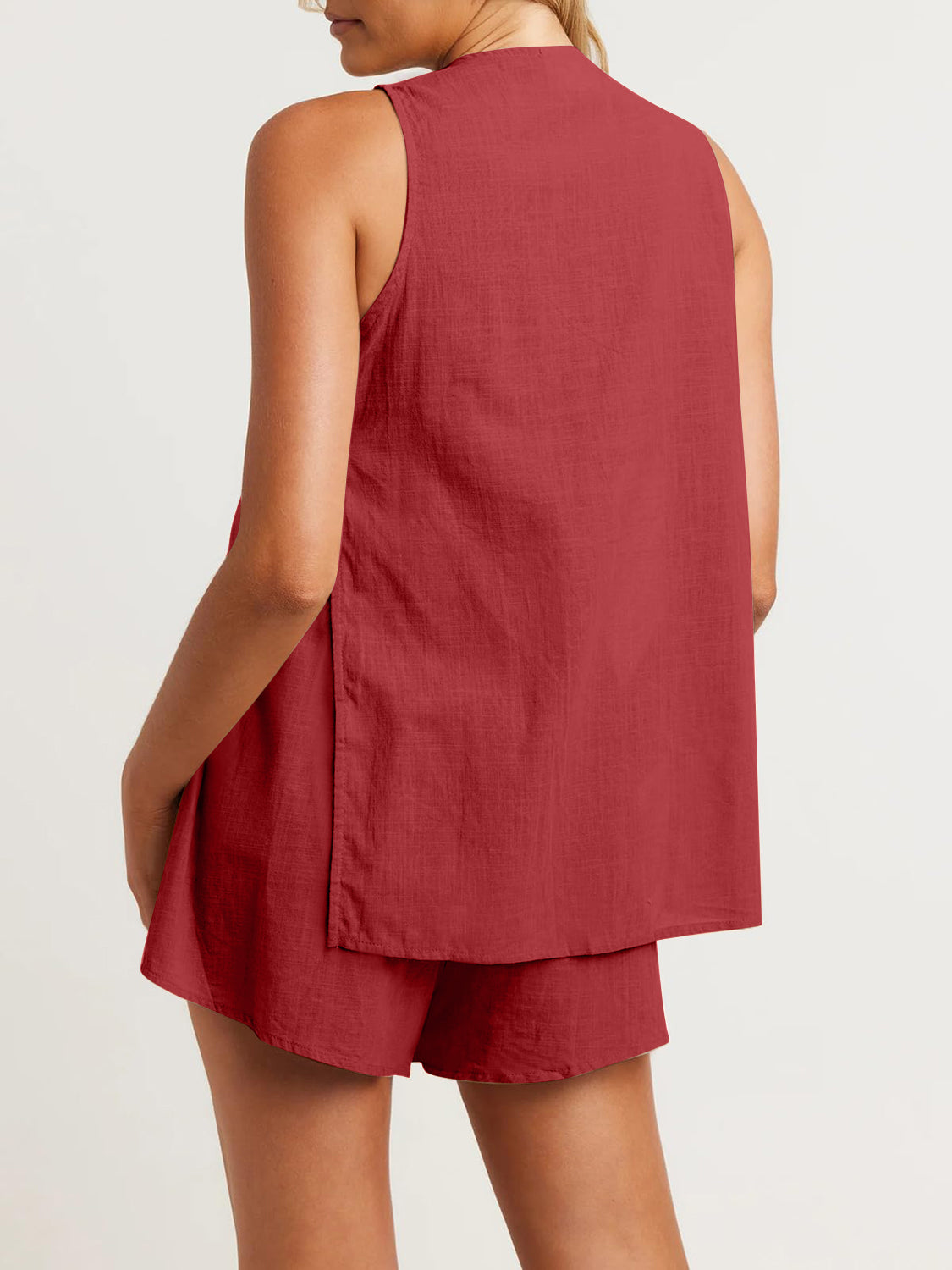 Full Size Button Up Top and Shorts Set, 6 Colors