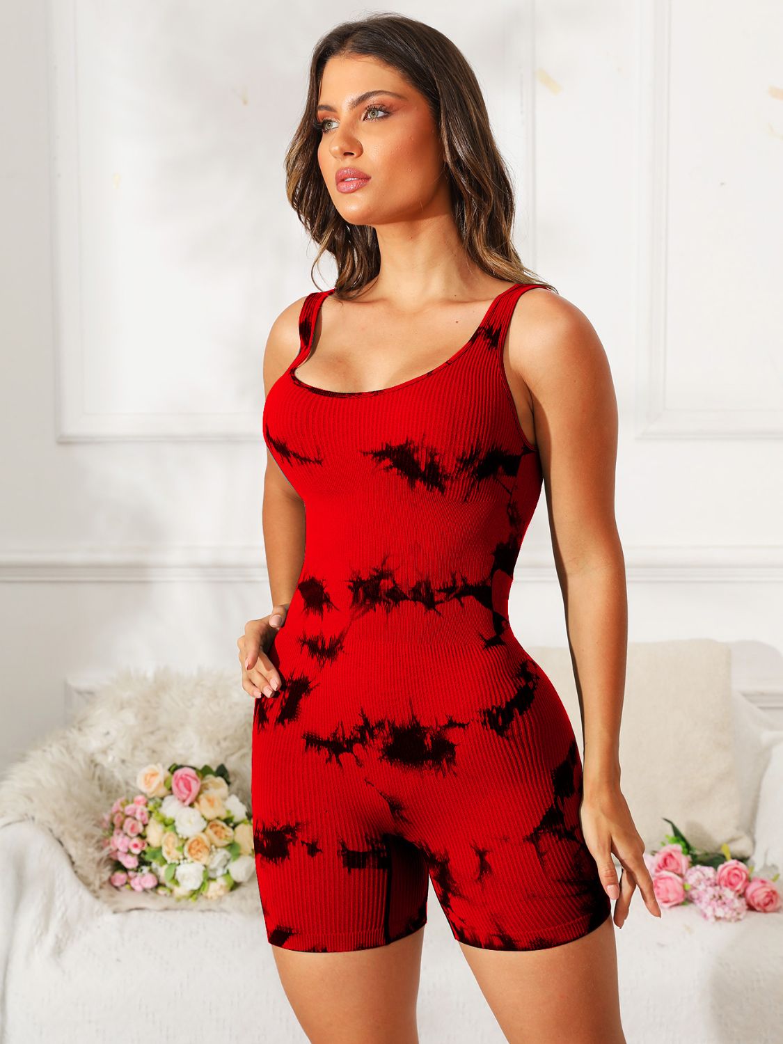 Tie-Dye Wide Strap Active Romper, 7 Colors