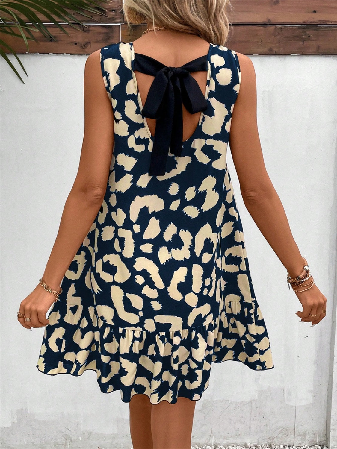 Tied Leopard Round Neck Tank Dress, 2 Colors
