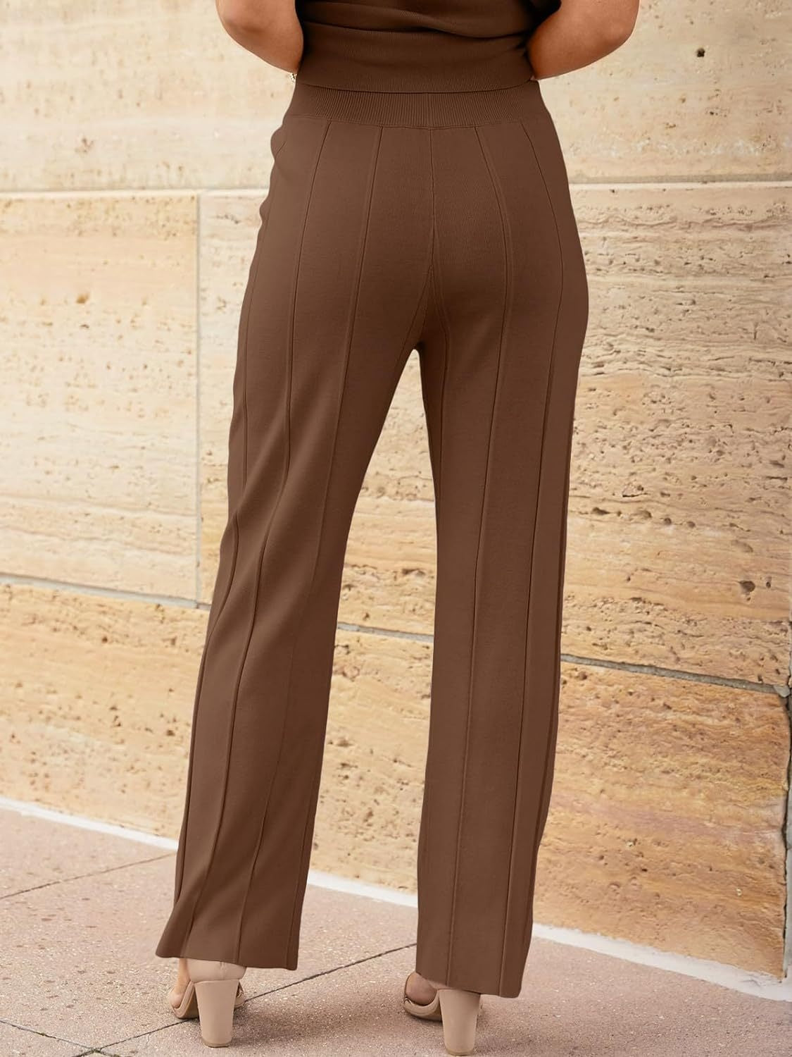 Round Neck Cap Sleeve Top and Pants Knit Set, 8 Colors
