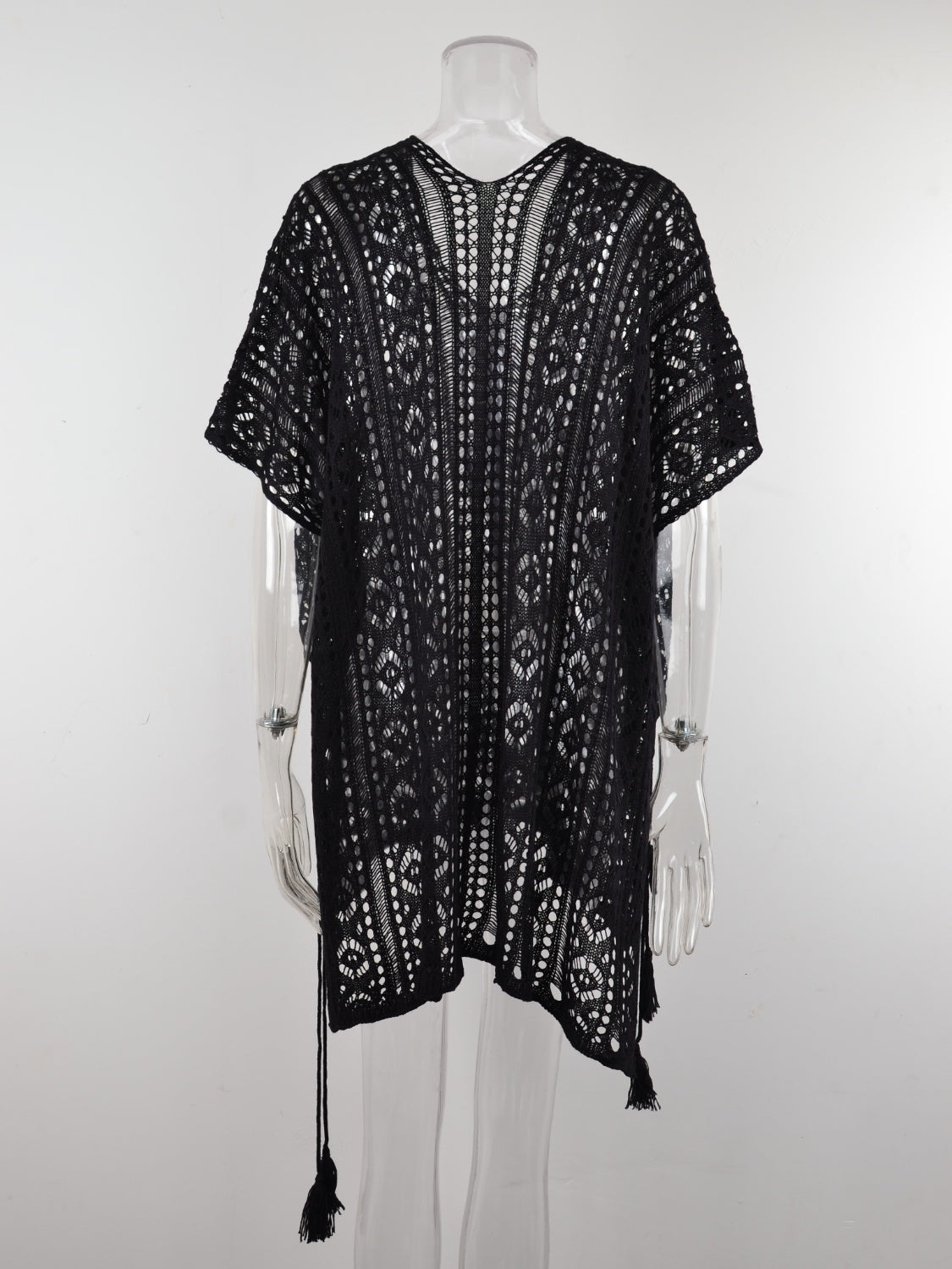 Angel Wings Cutout V-Neck Cover-Up with Tassel, 12 Colors